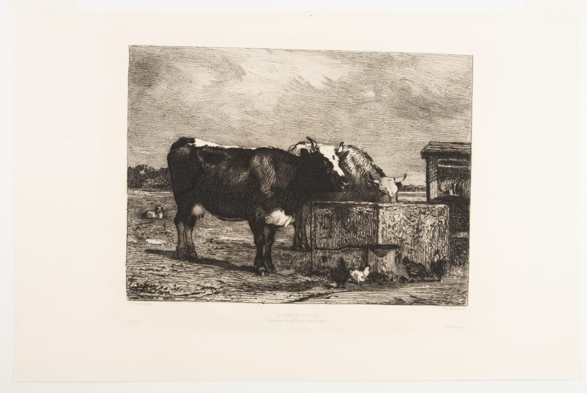 L'Abreuvoir (Cows at the Watering Place) by Charles Albert Waltner  Image: Charles Albert Walter, L'Abreuvoir, After Constant Troyon, 1880