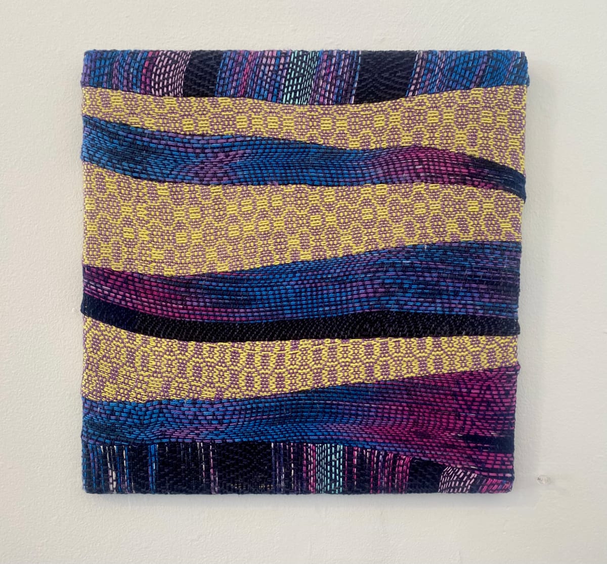 Purple and yellow stretched weaving 2 by Perry Gross, Image 1.