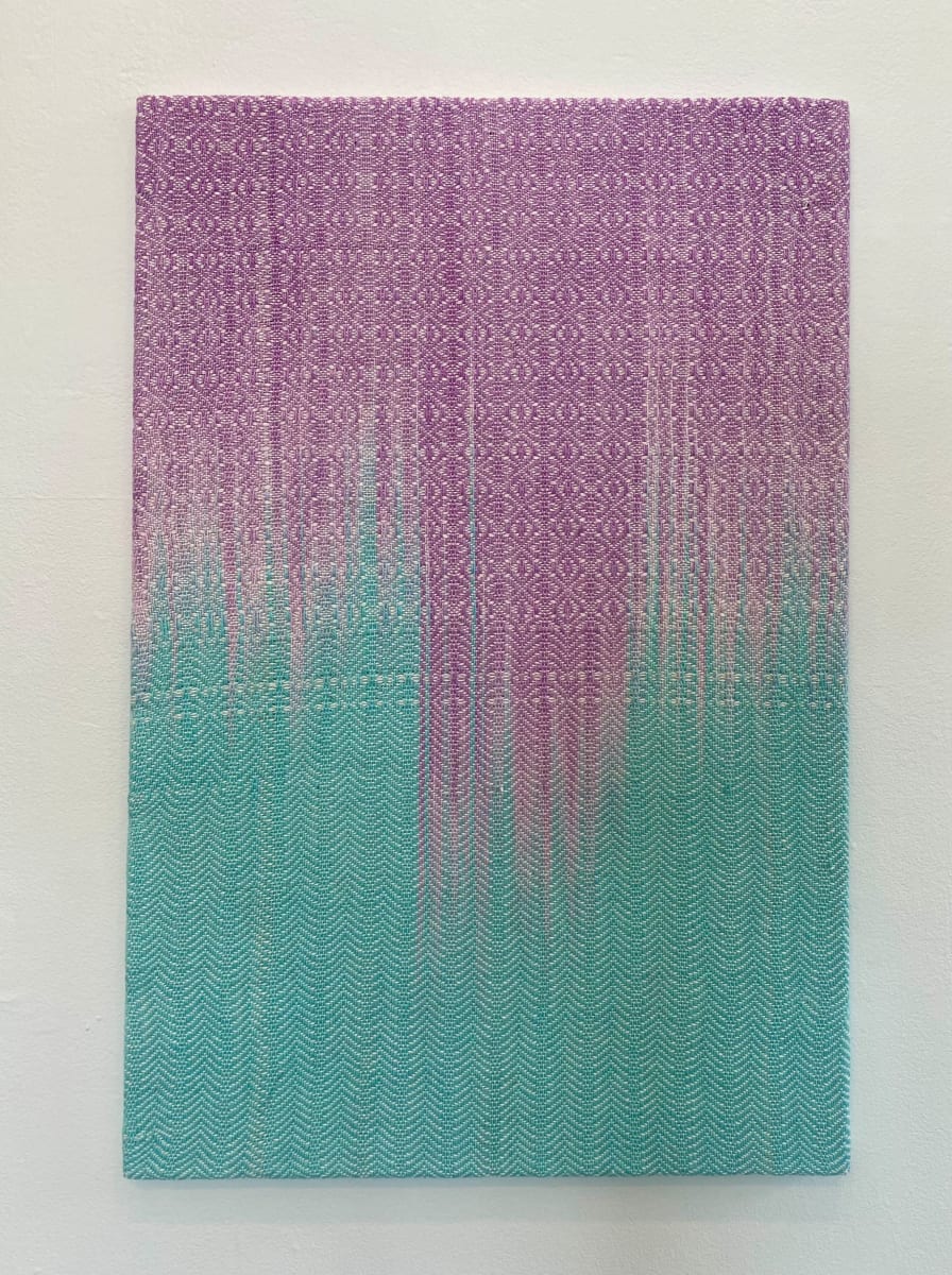Pink and blue stretched weaving 1 by Perry Gross 
