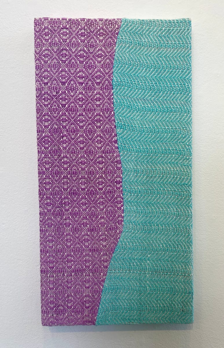 Pink and blue stretched weaving 2 by Perry Gross 