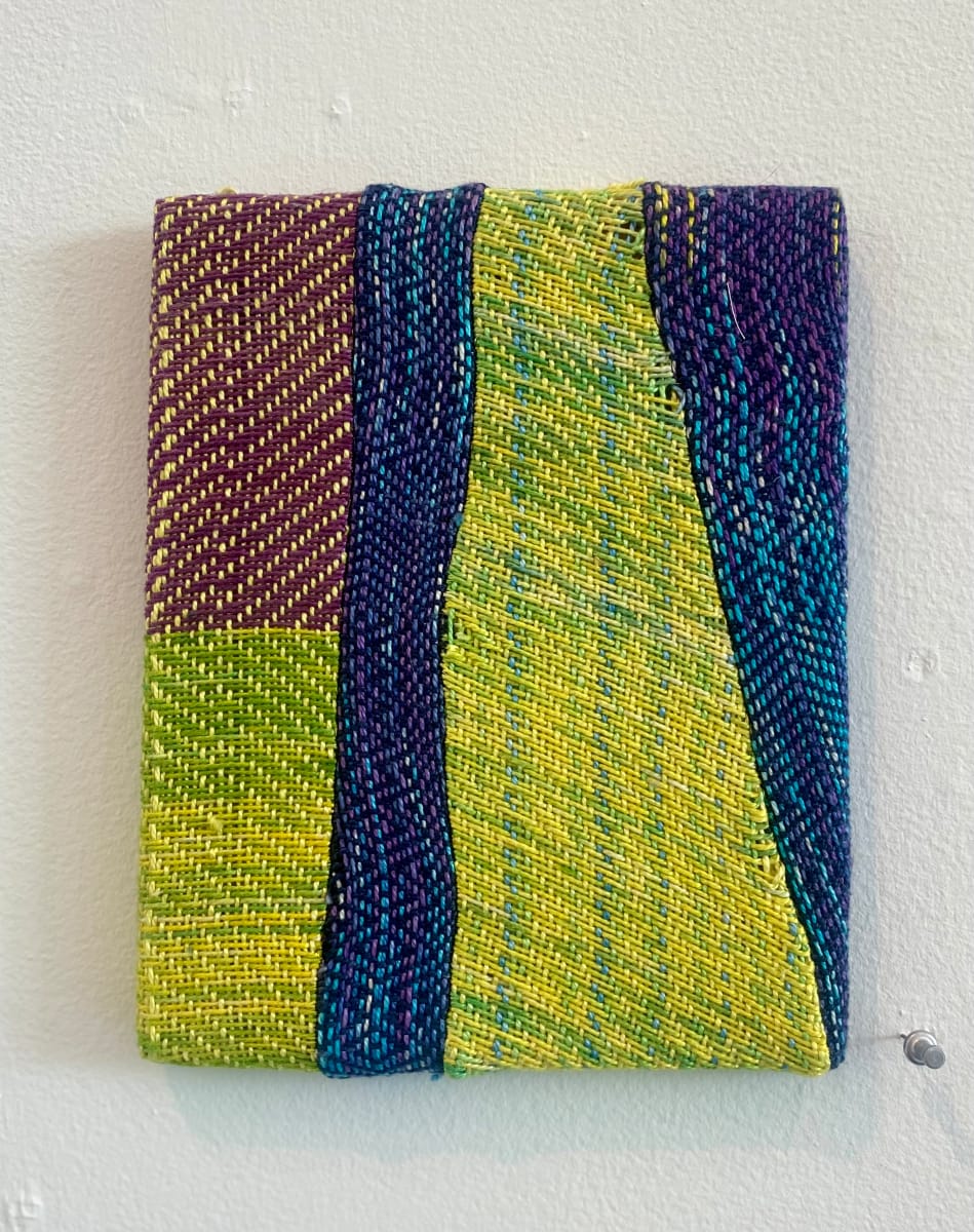 Blue and green stretched weaving 1 by Perry Gross 