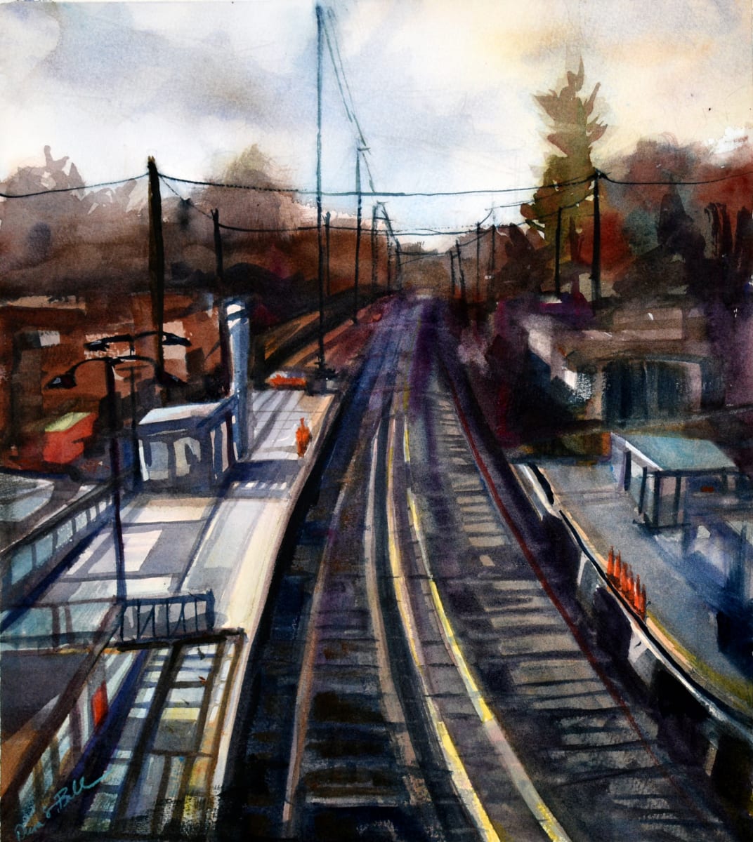 Quiet on the El- Covid19 by Deena S. Ball  Image: Top 100 Plein Air Salon Vehicle 