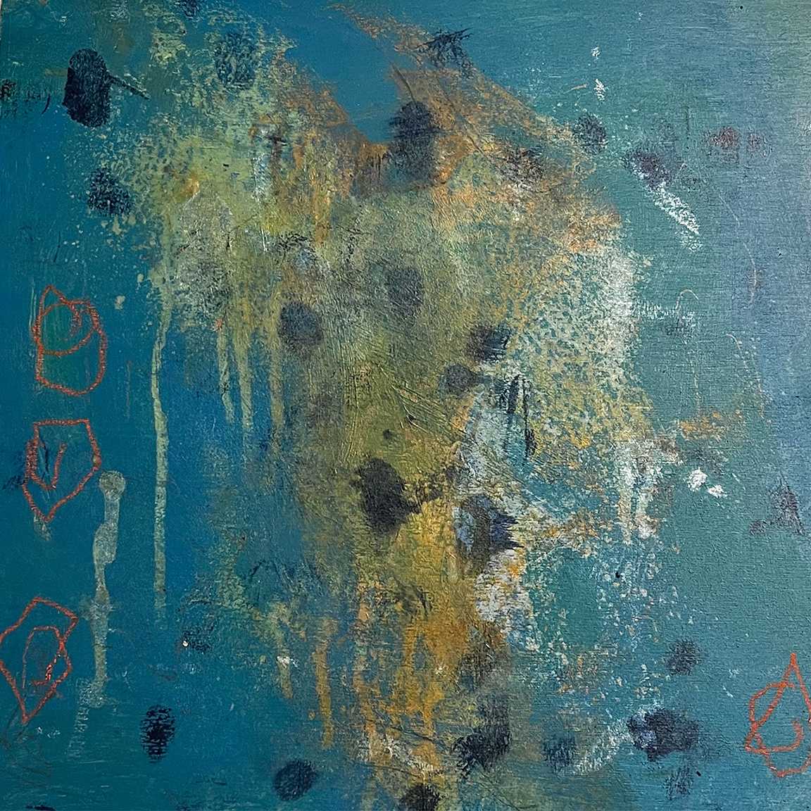 Embers From the Sky by Chris Pero  Image: Original mixed media on 12 x 12" wood block