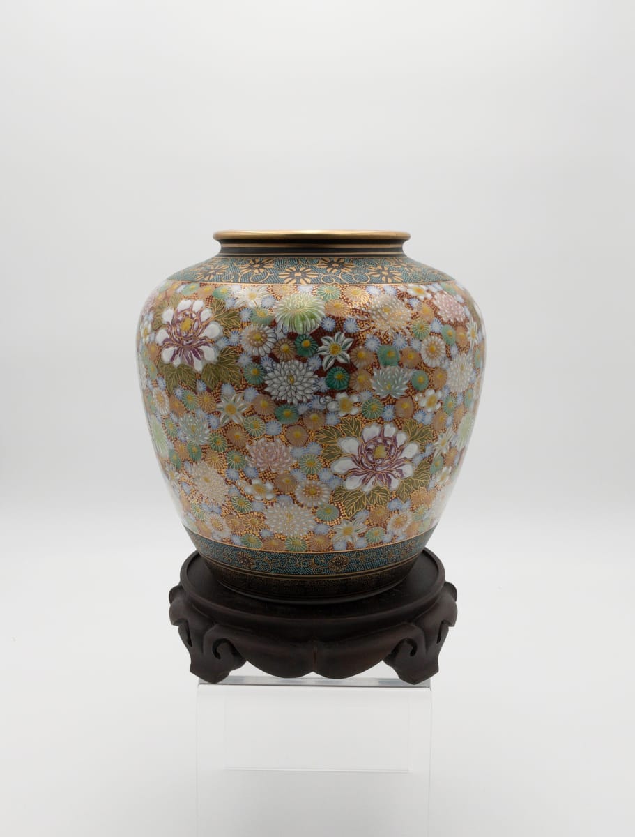 Japanese Floral  Decorated Porcelain Vase 