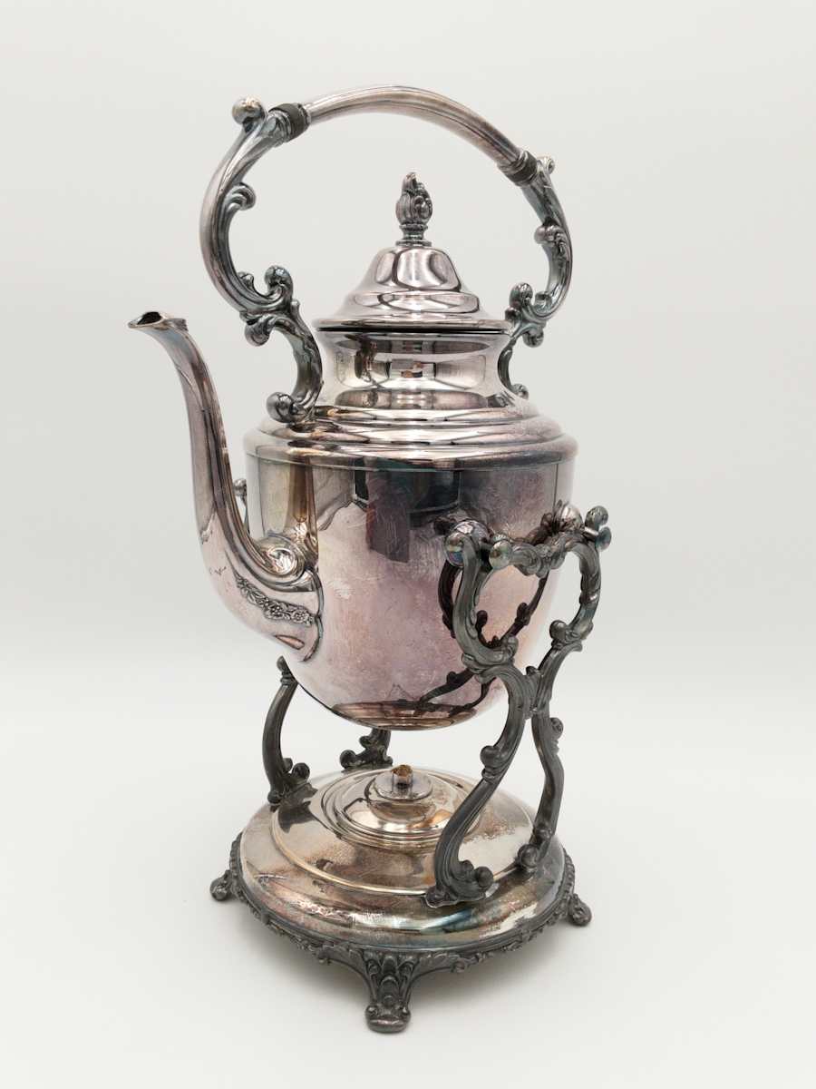 Vintage W M Rogers Silverplated Spirt Kettle w/ Burner Stand 