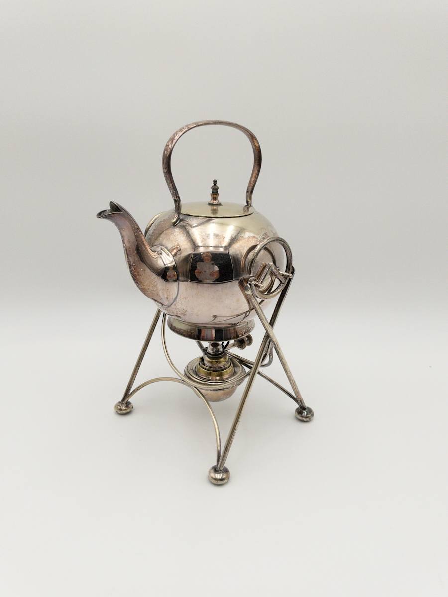 EPNS Silver Plate Tea Pot Spirit Kettle w/ Burner Stand 