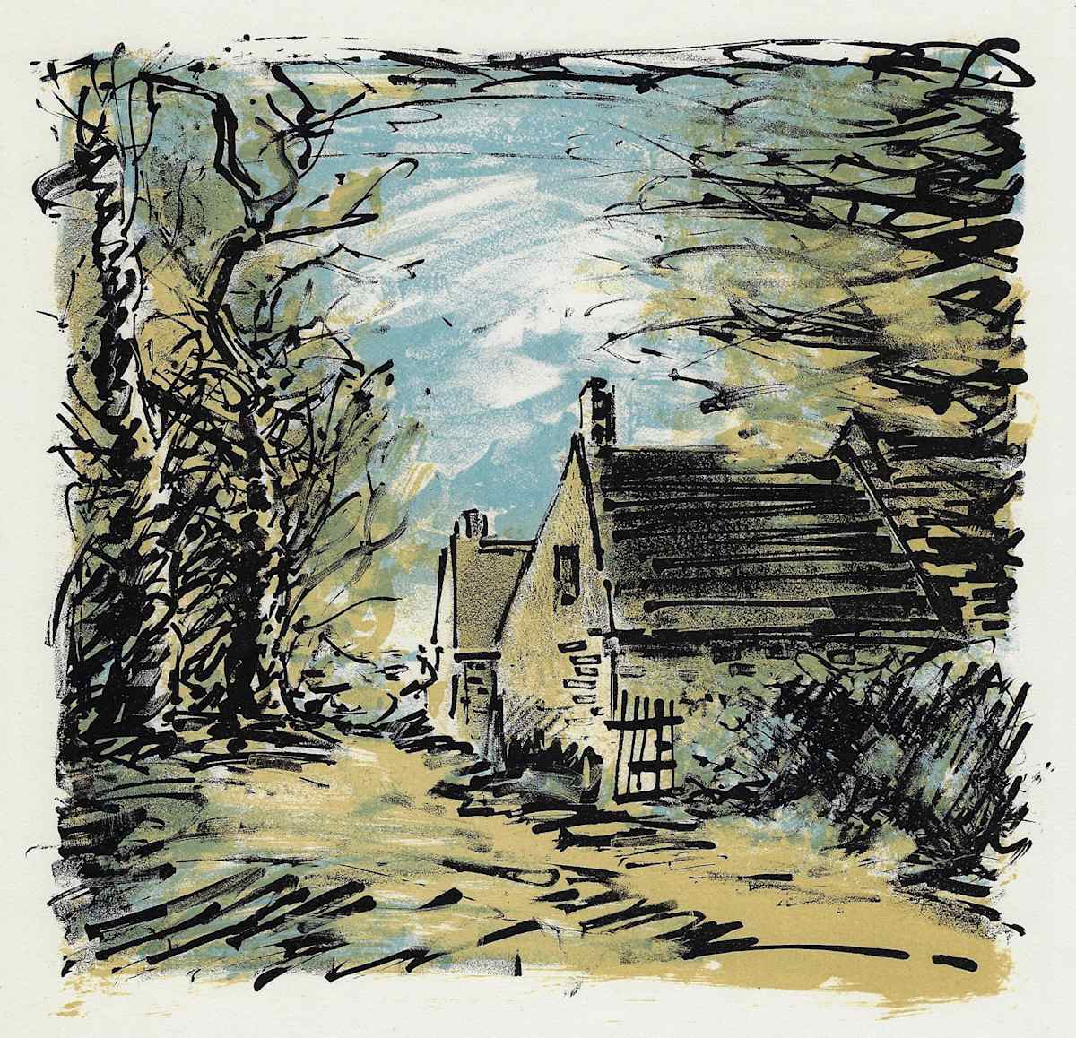 Untitled ( Landscape from “Haute Folie" 3-tone Suite ) by Maurice De Vlaminck 