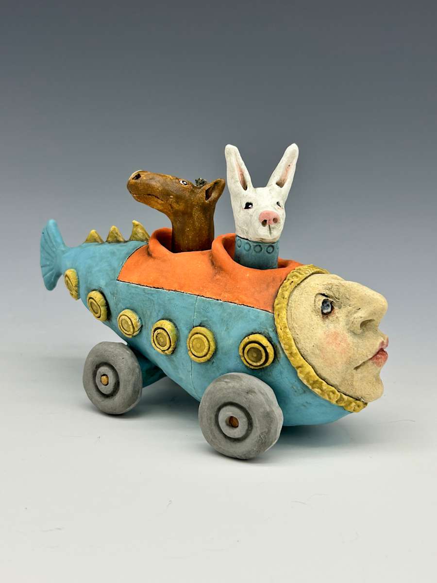 Fish car with Rabbit and Horse by Jeanine Pennell 