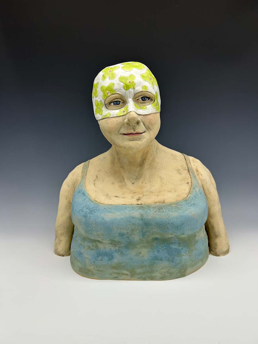 Green Flowered Cap Swimmer by Jeanine Pennell 