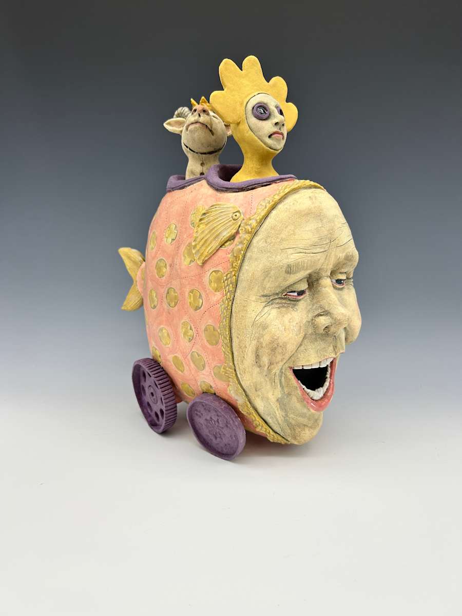 Pink and purple fish car - Laughter by Jeanine Pennell 