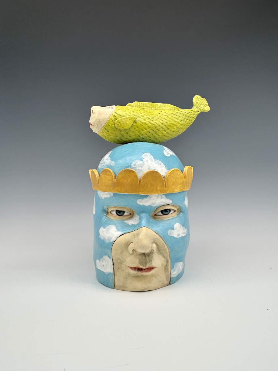 Fish out of water (lidded vessel) by Jeanine Pennell 