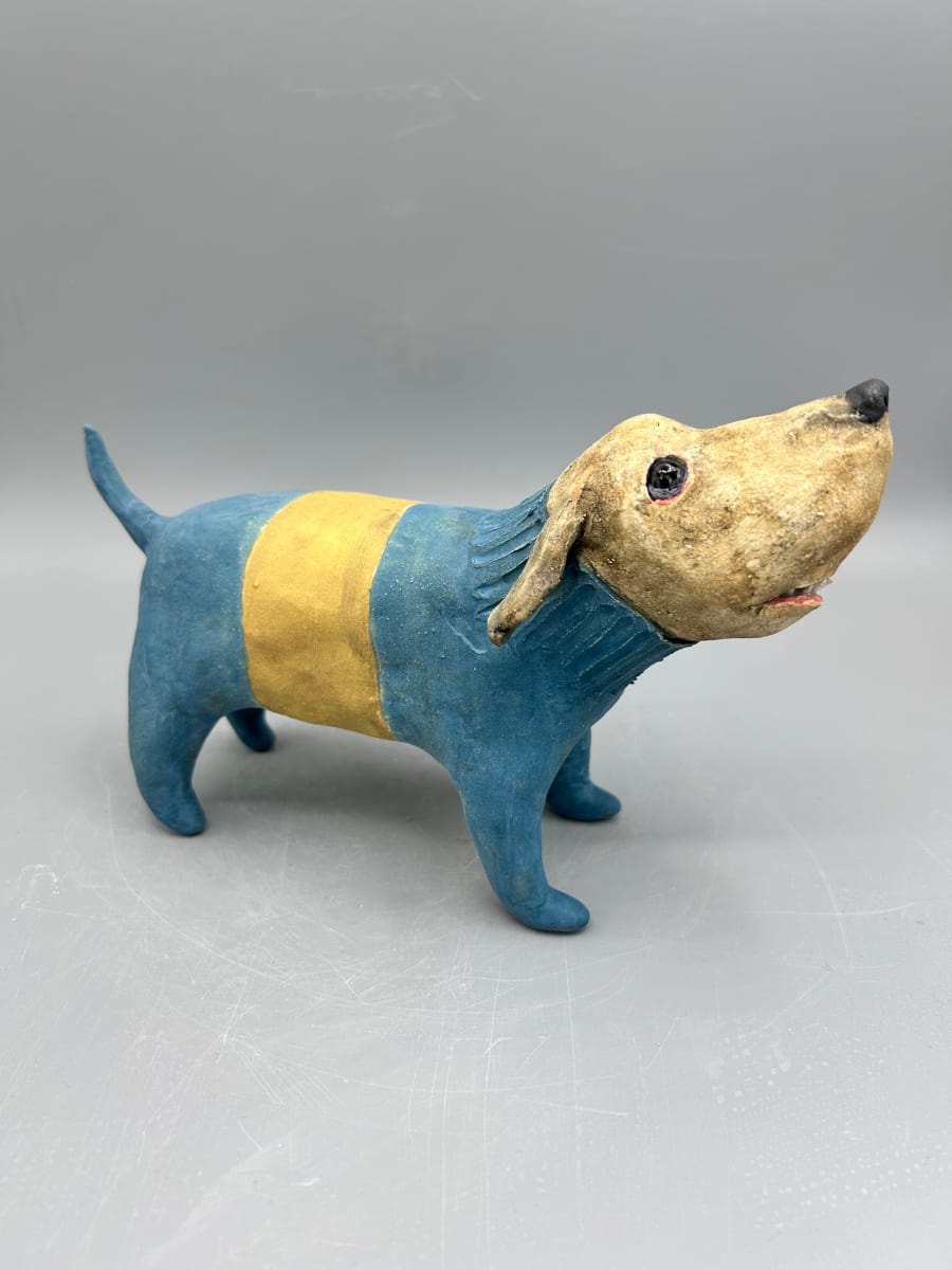 Blue and yellow monster dog by Jeanine Pennell 