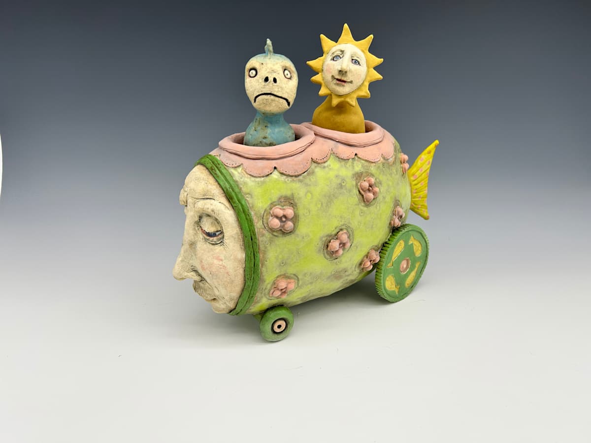 Sunshine and Blue Fish - Fish Car by Jeanine Pennell 