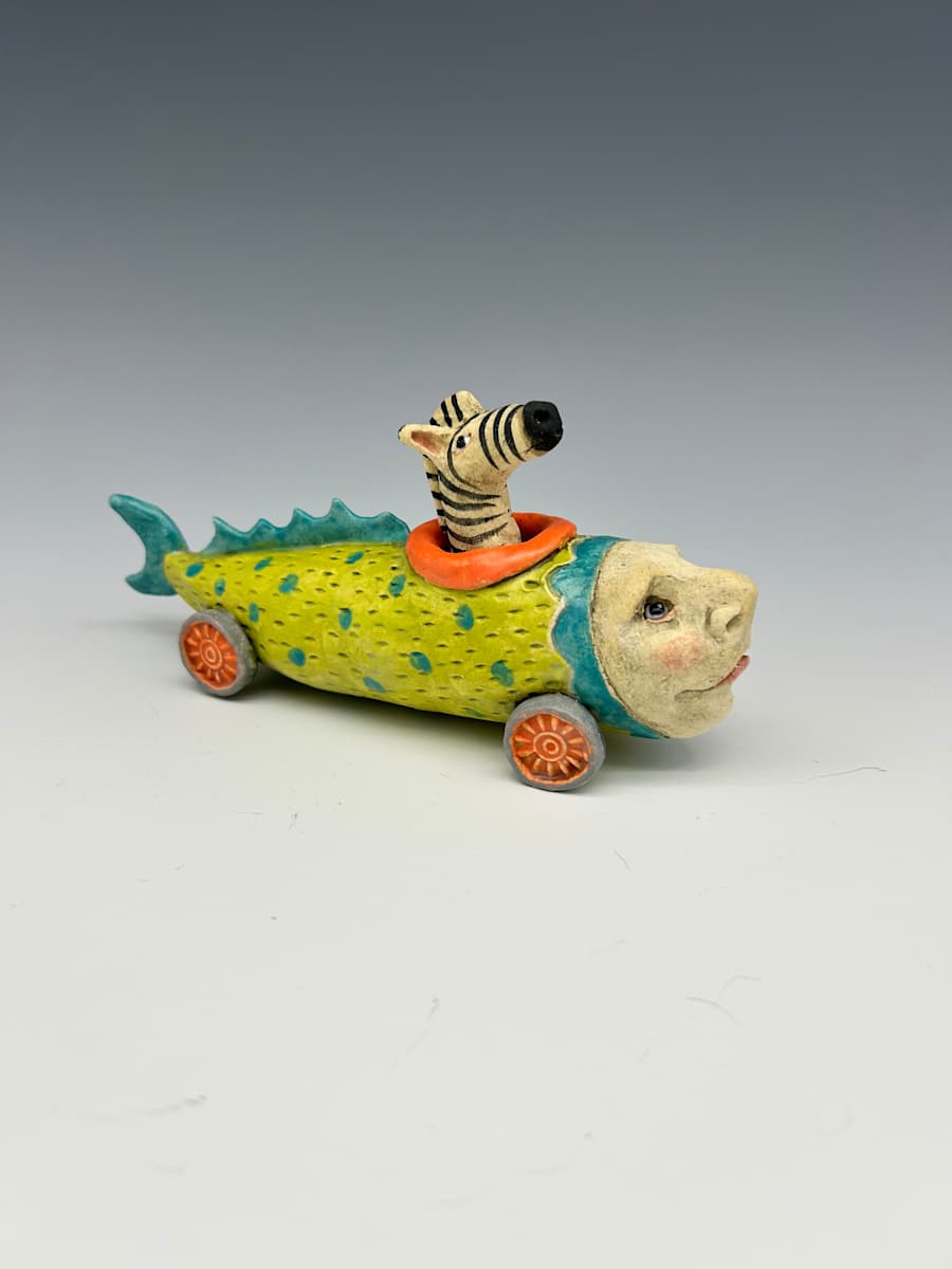 Zebra out for a ride (mini fishcar) by Jeanine Pennell 
