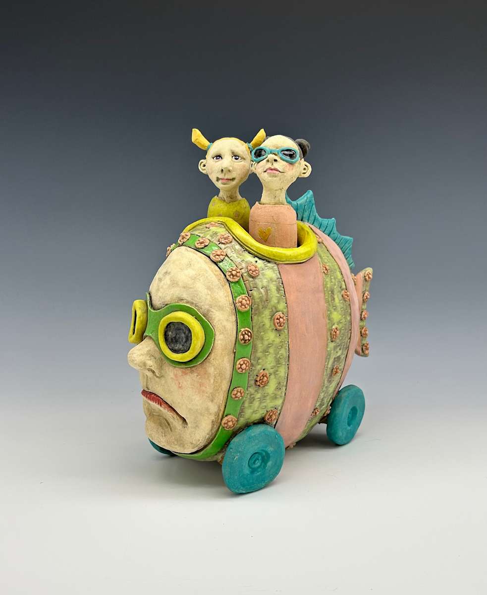 two girls cruising the town by Jeanine Pennell 