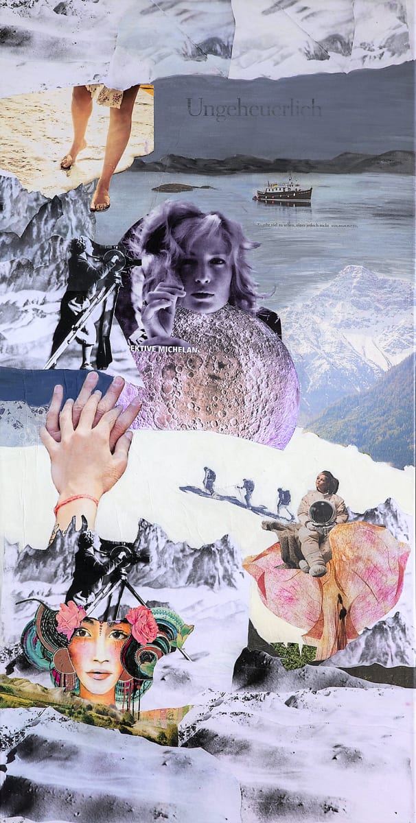 Es gibt viel zu sehen/ much to see by Roswitha Mueller Rohschnitt-Collagen  Image:  collage on canvas