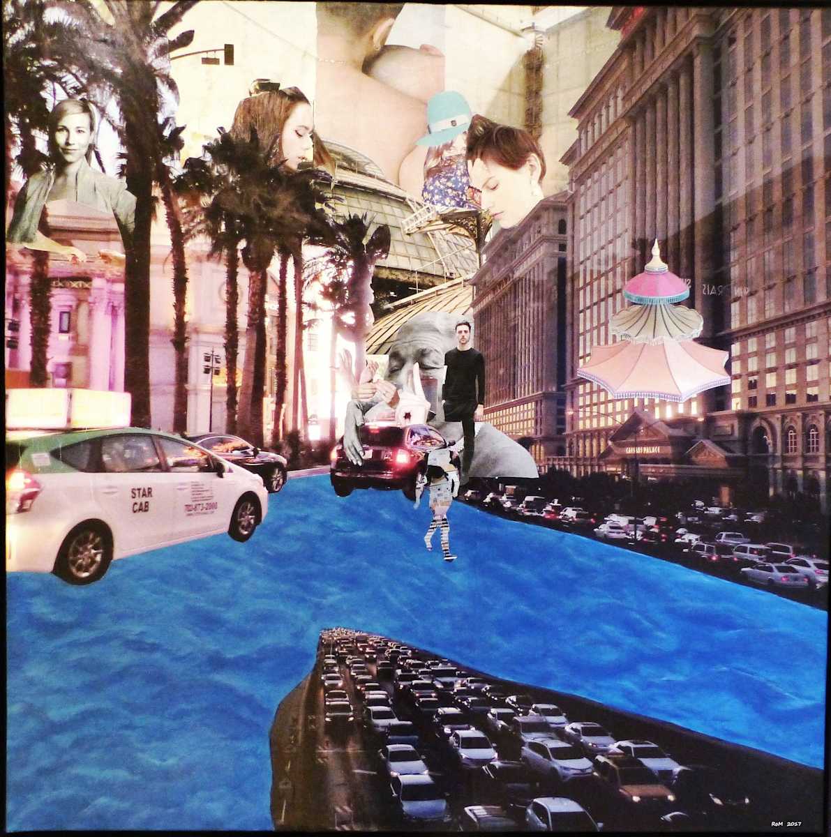 Las Vegas by Roswitha Mueller Rohschnitt-Collagen  Image: collage on canvas