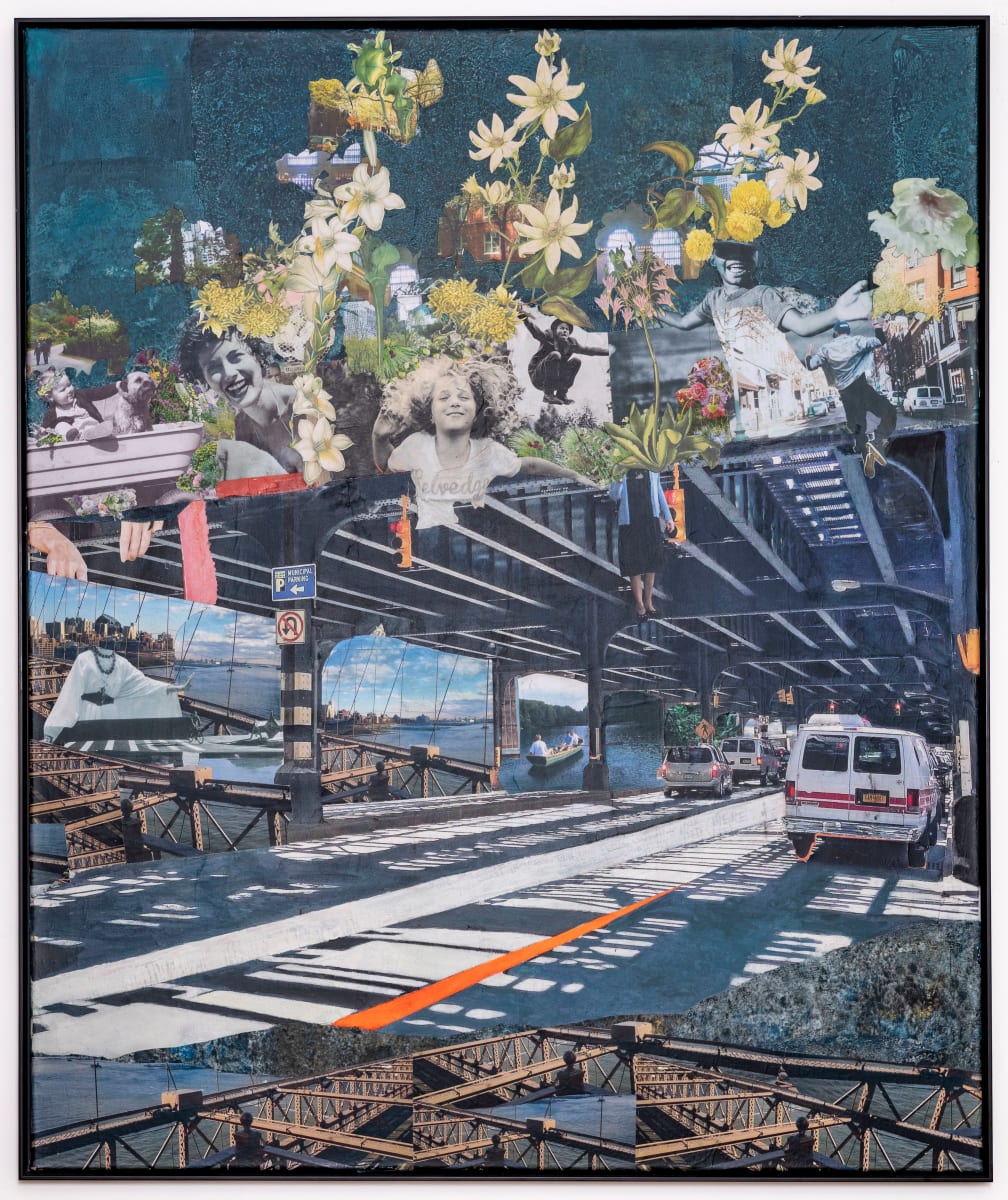 Brighton Beach Line by Roswitha Mueller Rohschnitt-Collagen  Image: Collage on canvas