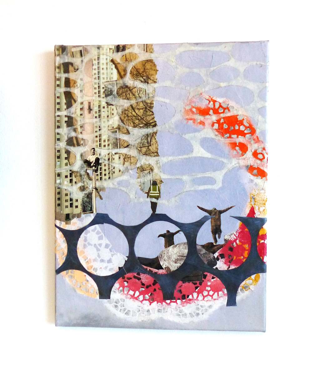 9 Euro Ausbruch by Roswitha Mueller Rohschnitt-Collagen  Image: Collage on canvas