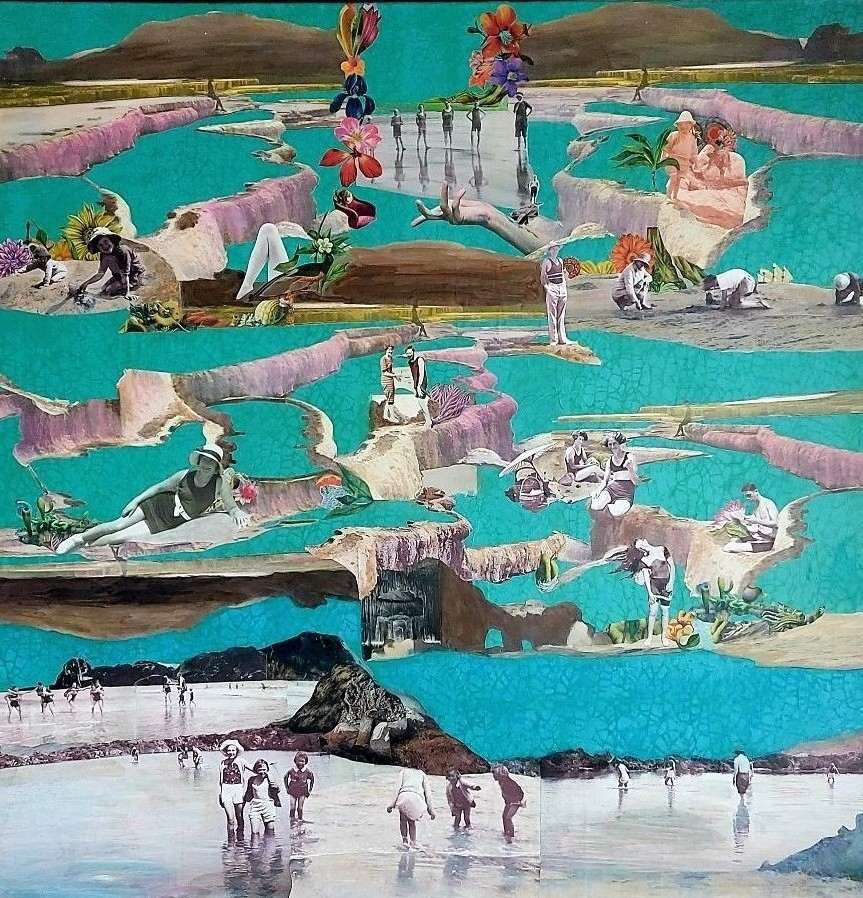 Sommerdaddel by Roswitha Mueller Rohschnitt-Collagen  Image: hand-crafted collage on canvas