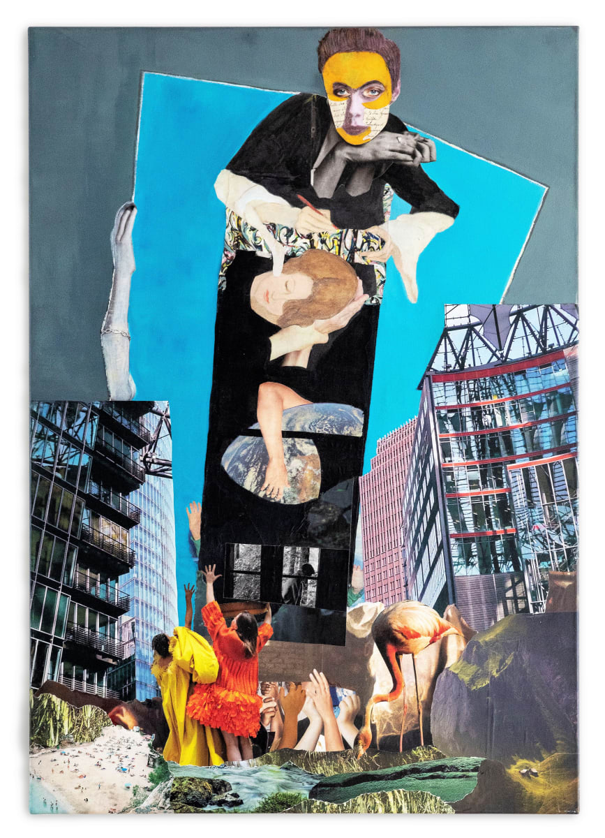 Aus dem Wahrscheinlichkeitskorridor by Roswitha Mueller Rohschnitt-Collagen  Image: Collage on canvas