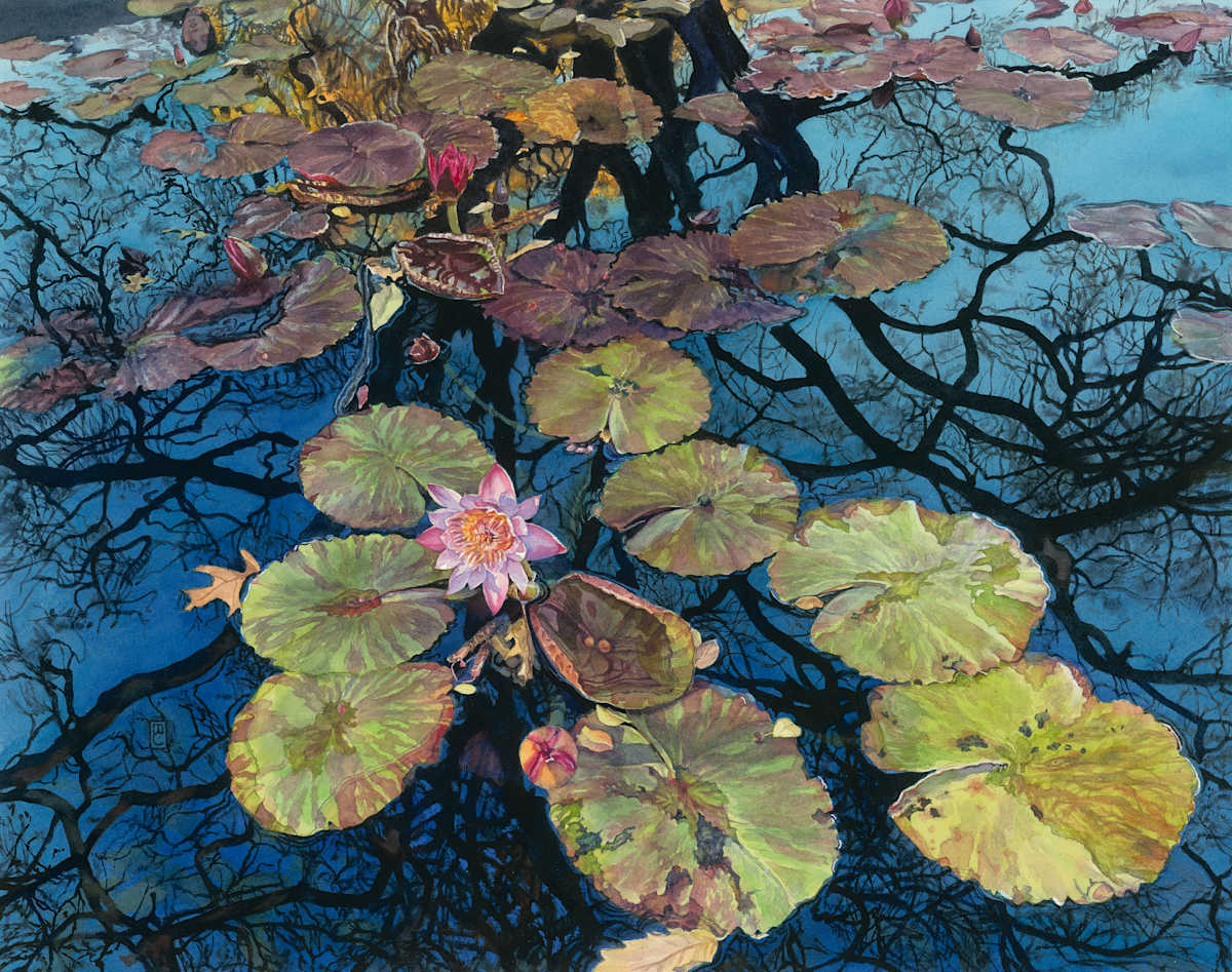Deep Reflection, Burnett Fountain by Mary Chandler  Image: Awarded First Place in Copley Society of Art's Fall Show Gather, Juror: Liz Haywood-Sullivan