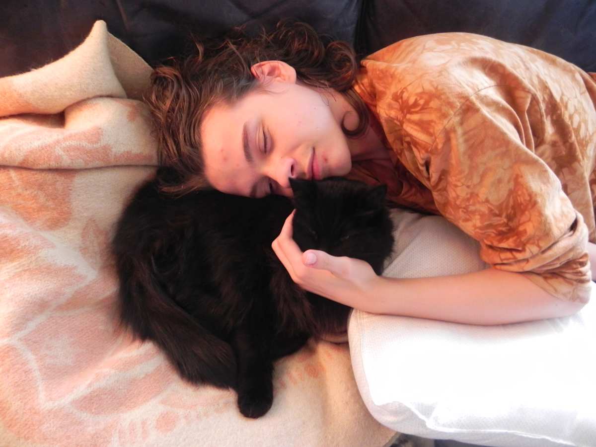 My Son Sleeping with his Cat, Blackly by Denita Benyshek, Image 1.