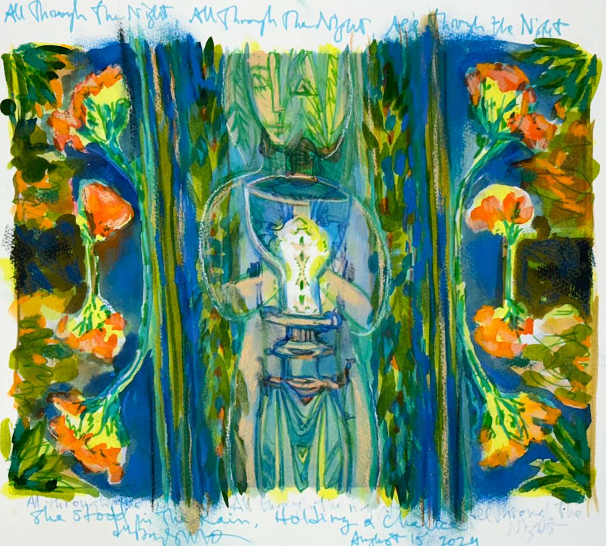 Night Garden 13, She stood in the rain, all night, holding a chalice by Denita Benyshek 