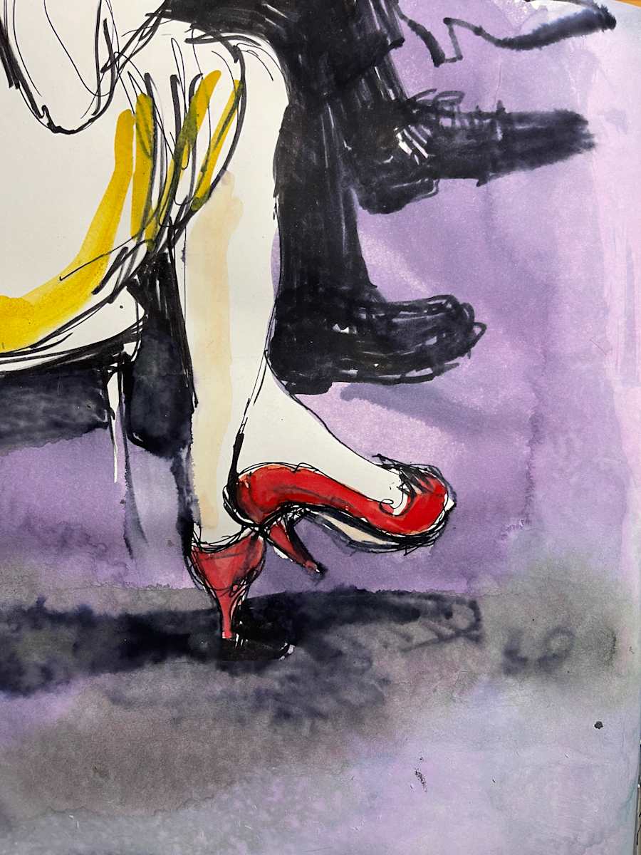 Series: Isabelle de Borchgrave exhibit at Wichita Art Museum by Denita Benyshek  Image: Madame Gafvert, art audience, at Professor Sewell's presentation at Wichita Art Museum