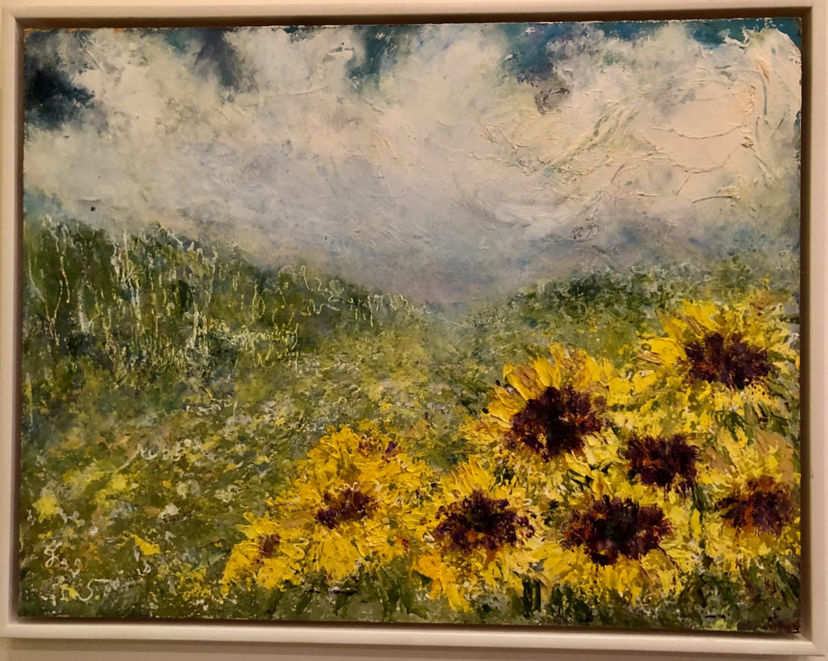 Sunflower scene by Karen Blacklock  Image: finished painting