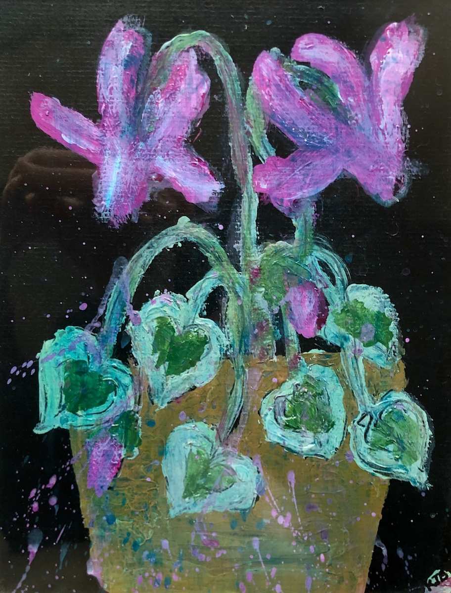 Cyclamen on black III by Karen Blacklock, Image 1.