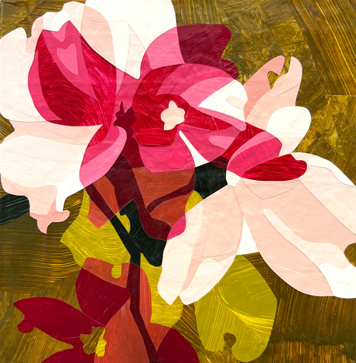 Cicada Song by Jill Haas  Image: bright pink flowers against a chartreuse background
