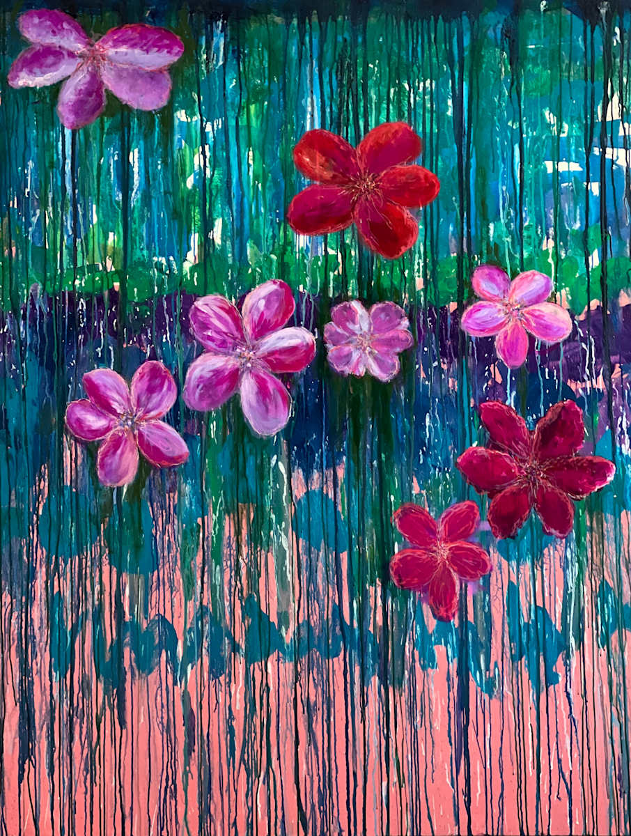 Floating Poppies love Pink by Una Paris 