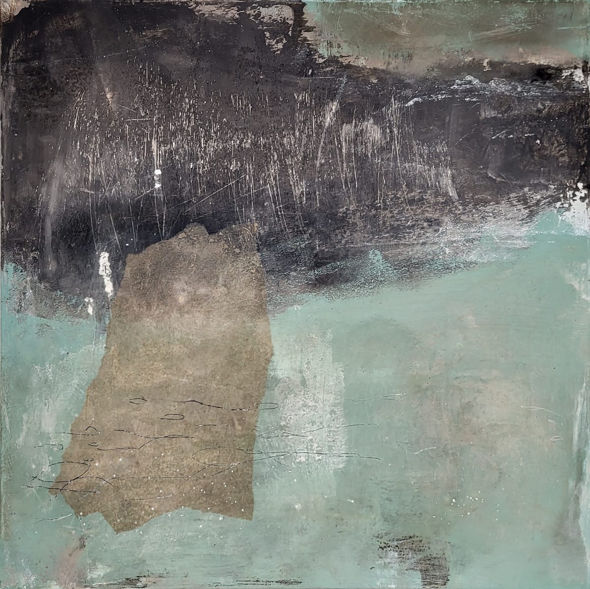 floating by Barbara Zeiselmeier  Image: schwebend - bild acryl mit wachs in braun und grüntönen