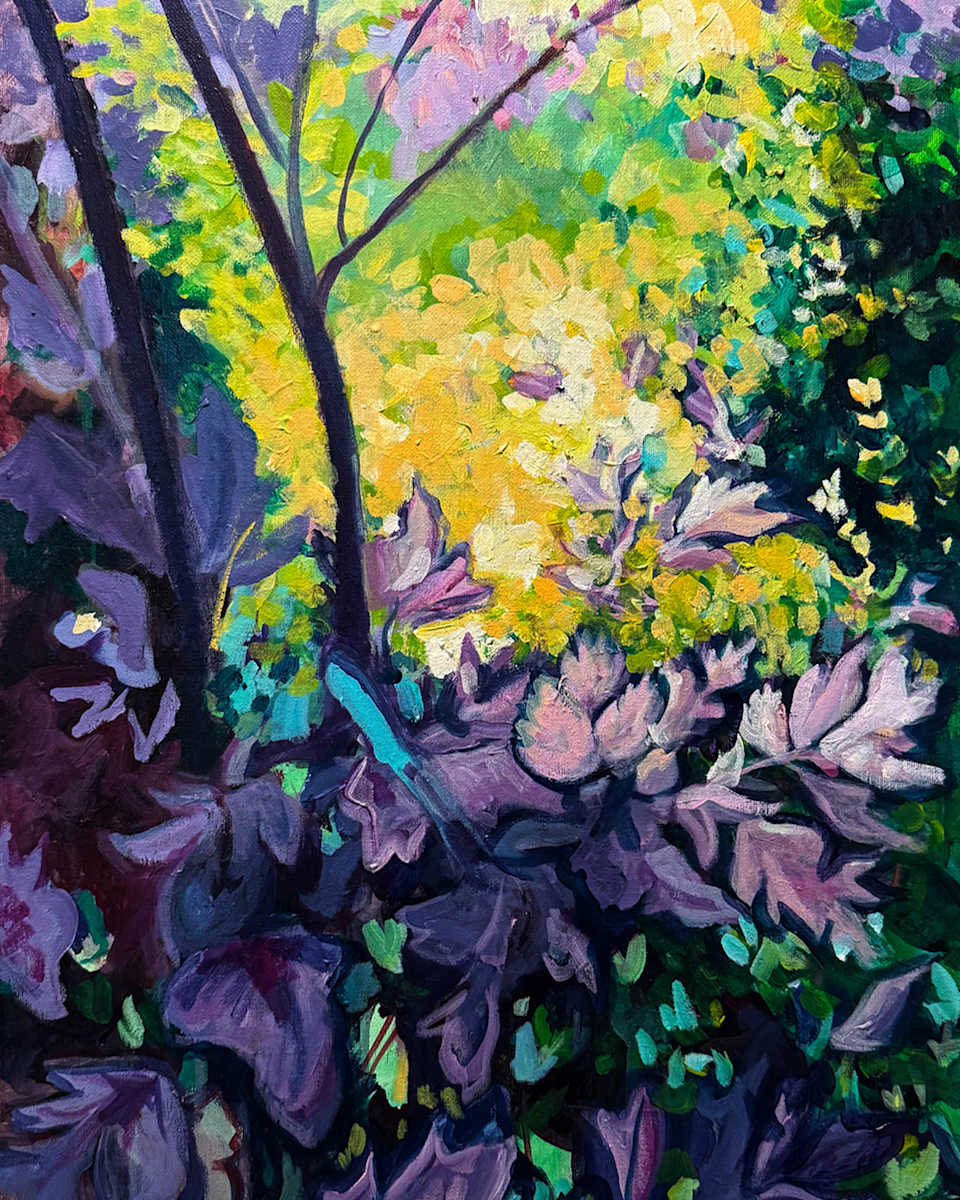 Yellow Violet Abstract by Sarah Moran D'Agostino, Image 1.