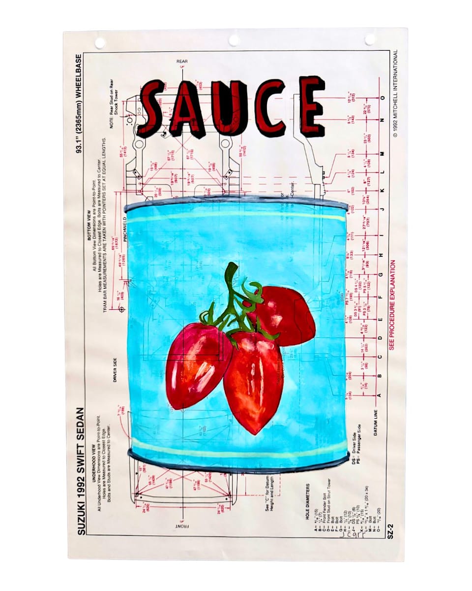Sauce / 3 Tomatoes (Cluster / Blue) by Jennie Carr 