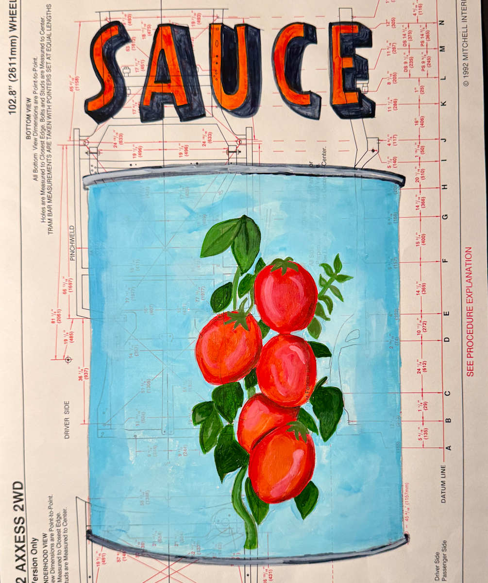 Sauce / 5 Tomatoes Cluster / Blue by Jennie Carr 