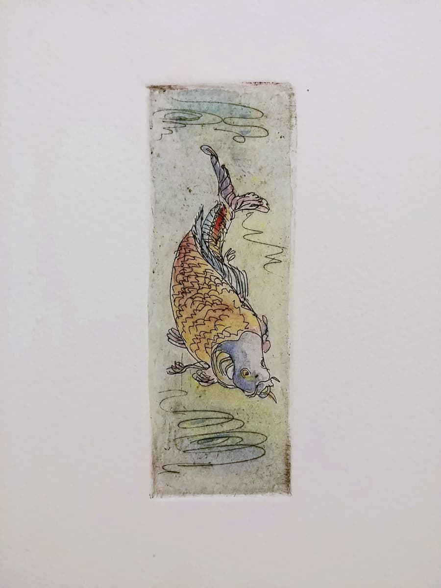 Untitled (from a series of extra small etchings titled "Carp") by Betty Guy 