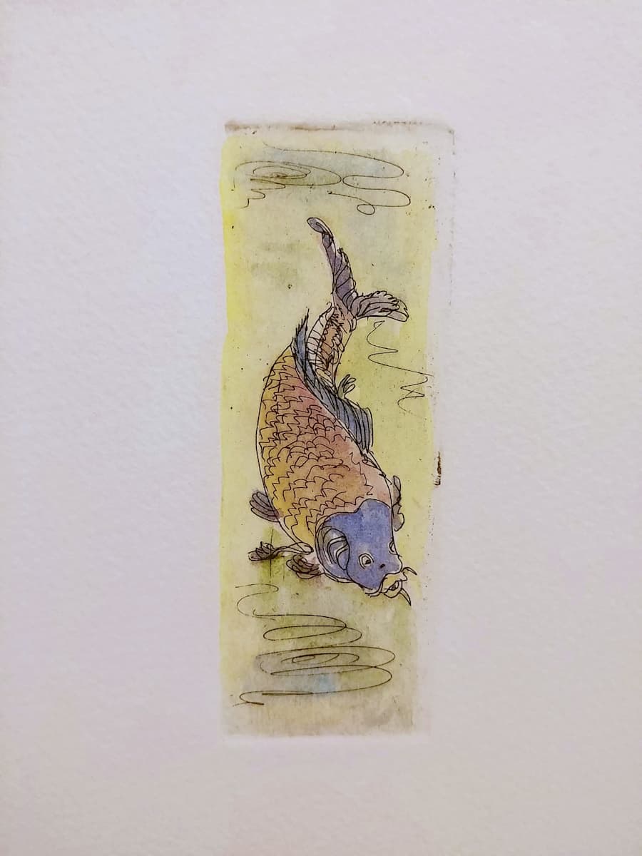 Untitled (from a series of extra small etchings titled "Carp") by Betty Guy 