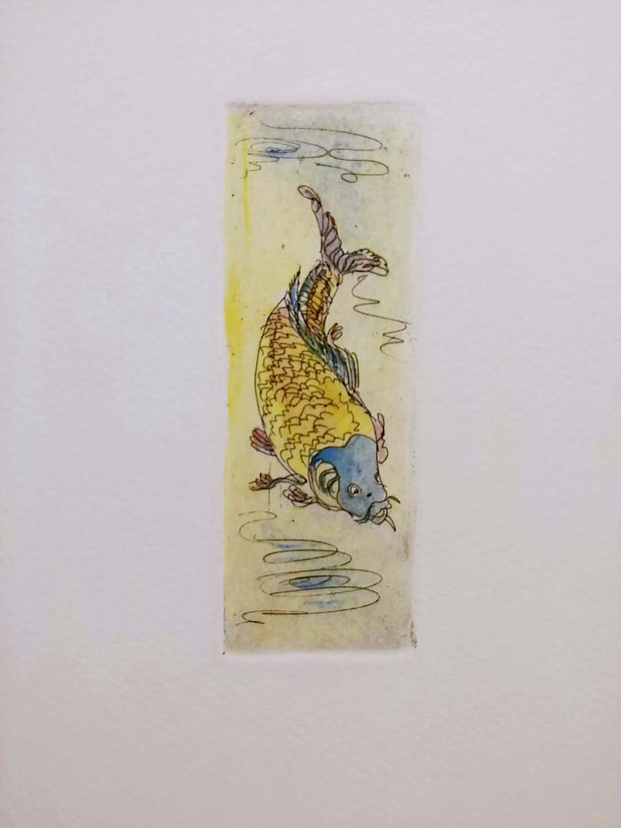 Untitled (from a series of extra small etchings titled "Carp") by Betty Guy 