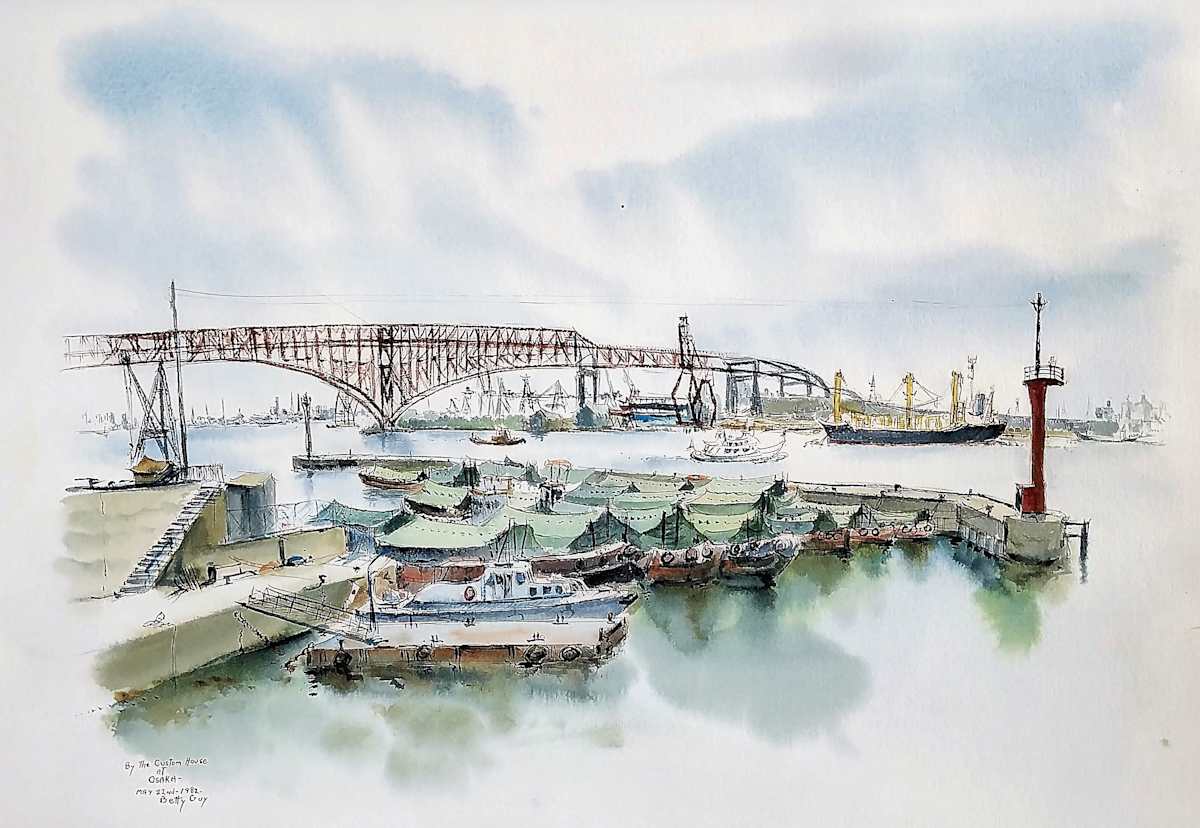 By The Custom House At Osaka by Betty Guy 