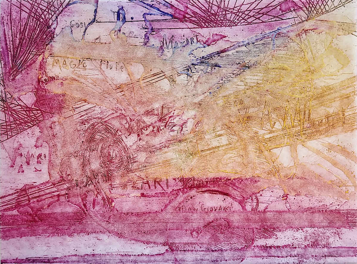 Untitled (from the series of monoprints "Mozart" and "Mozart 200") by Betty Guy 