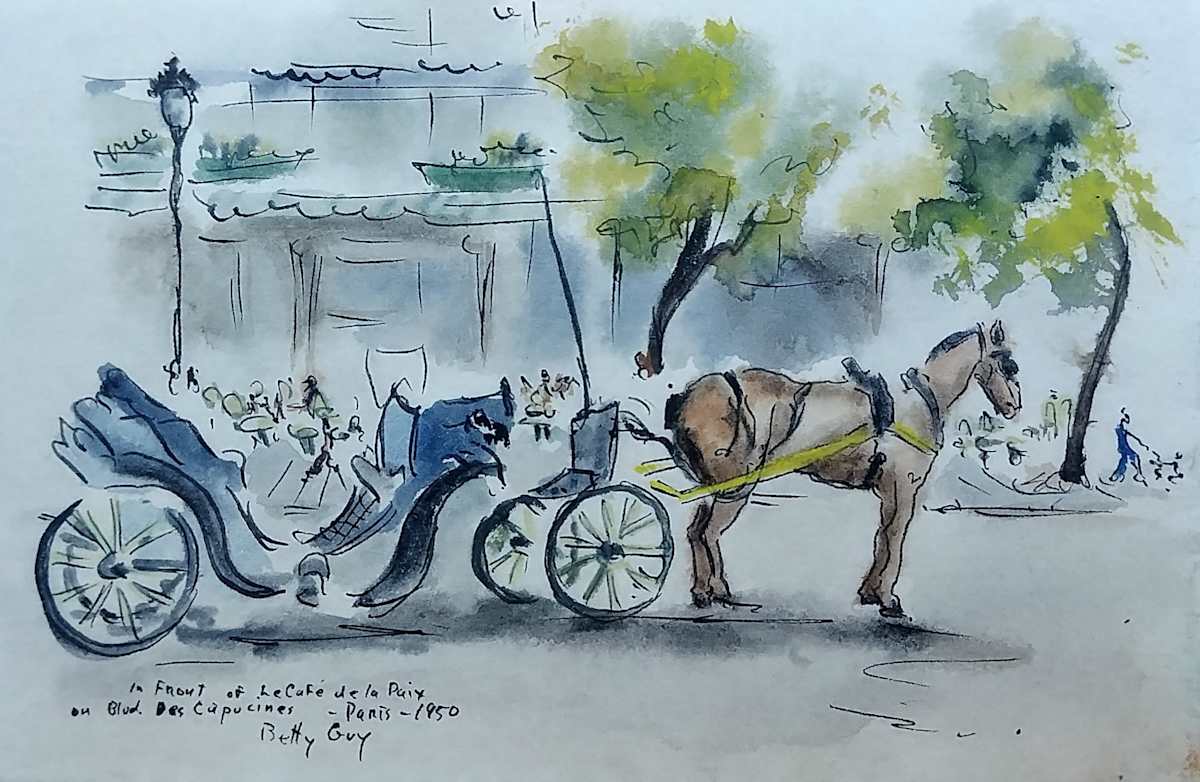 In Front of Le Cafe de la Paixon Blvd Des Capucines - Paris by Betty Guy 