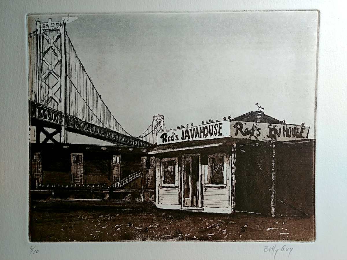Untitled (from the series of monoprints "Under the Bay Bridge") by Betty Guy 