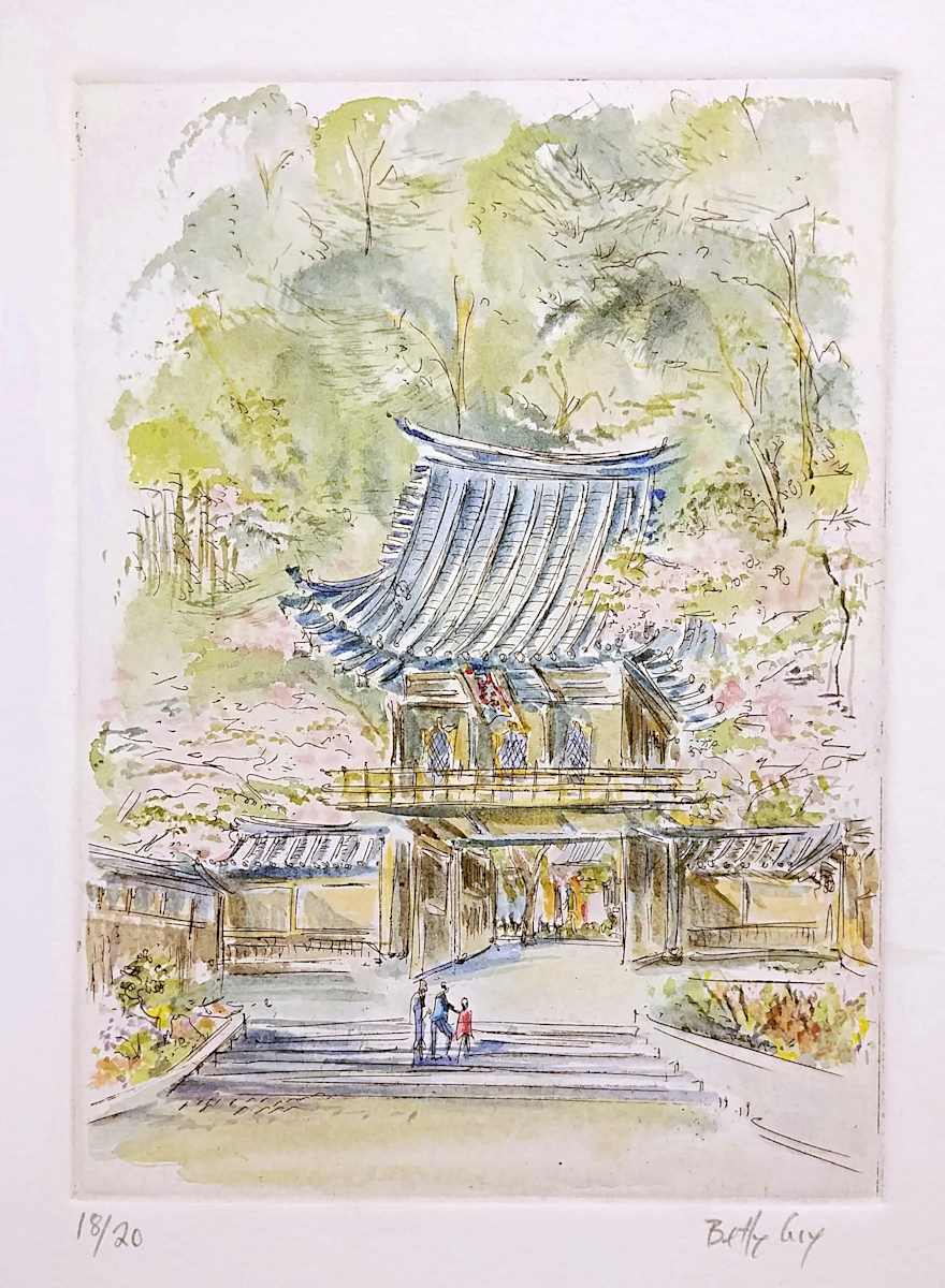 Untitled (from the series of etchings, "Japanese Tea Garden, San Francisco") by Betty Guy, Image 1.