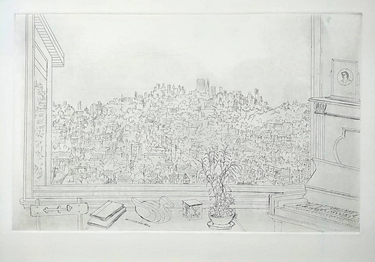 Untitled (from the series of etchings/monoprints "San Francisco" and "The City-San Francisco") by Betty Guy 