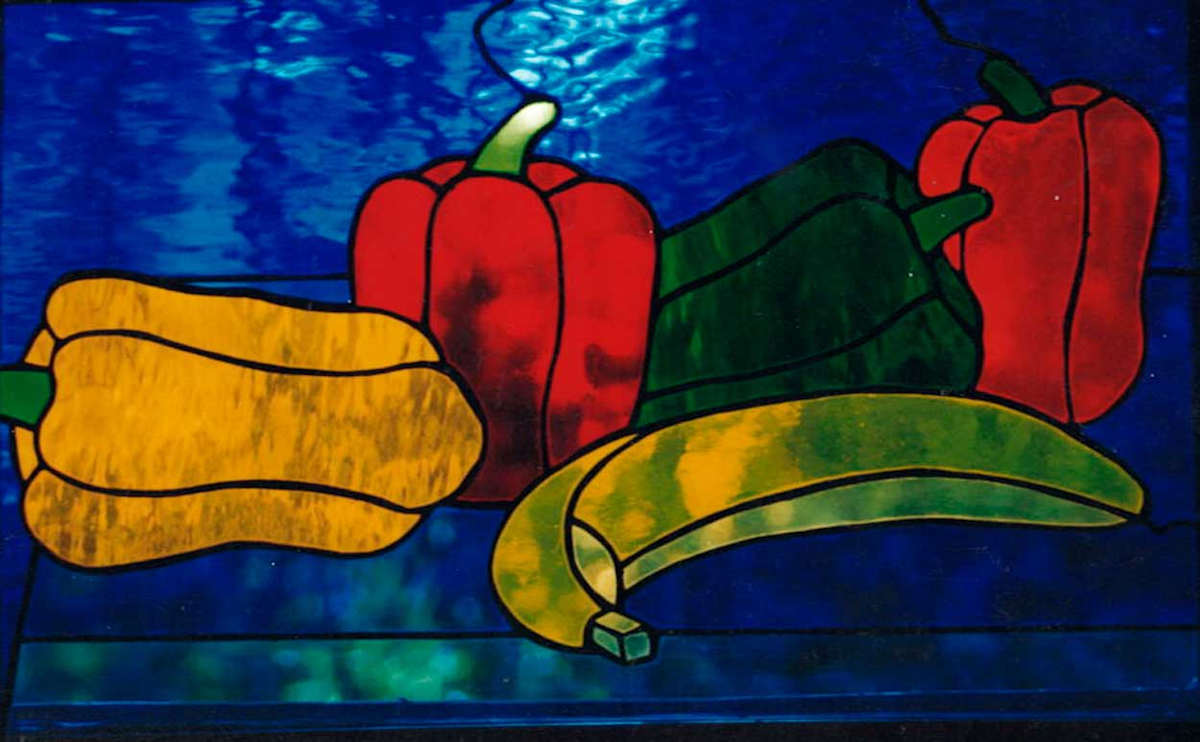 Peppers and Banana Window by Wren Woodward Sarrow, Image 1.