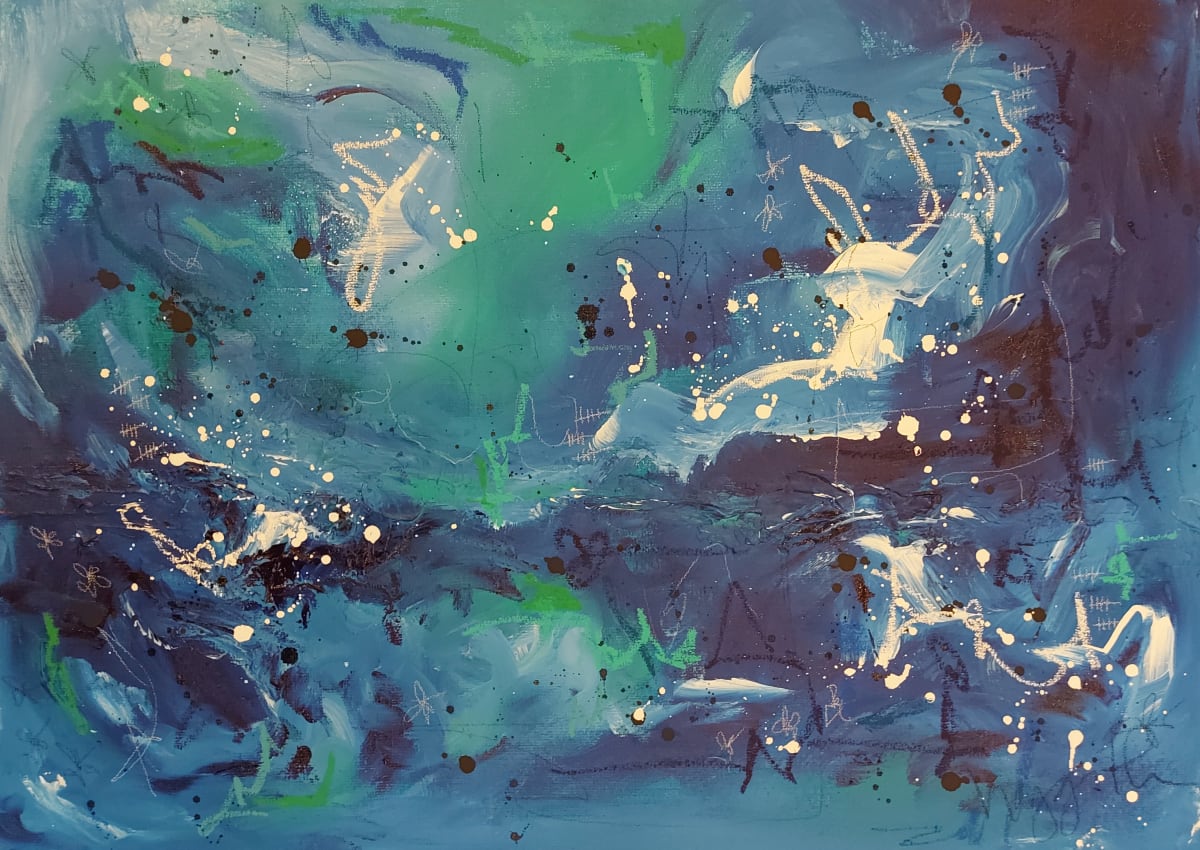 Stormy Seas by Haggith van Hees  Image: Stormy Seas
mixed media on canvas
in a white floater frame