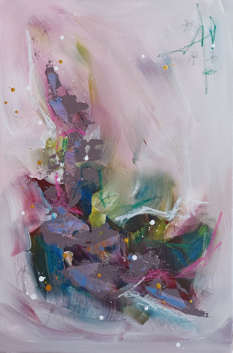 Manic Monday by Haggith van Hees  Image: Manic Monday
Mixed media on canvas
In a white floater frame