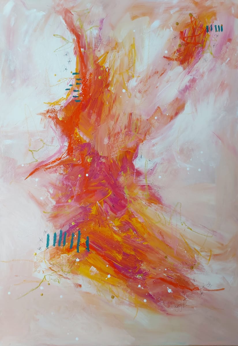 Dance like No One is Watching by Haggith van Hees  Image: Dance like No One is Watching
mixed media on canvas
in a white floater frame
